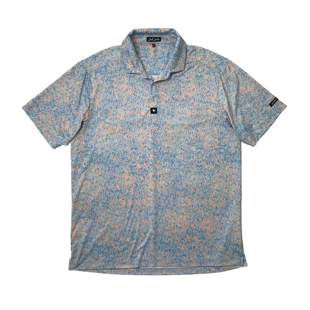 Bad Birdie Polo Shirt Mens XL Pink Blue Performance Golf Champagne Showers